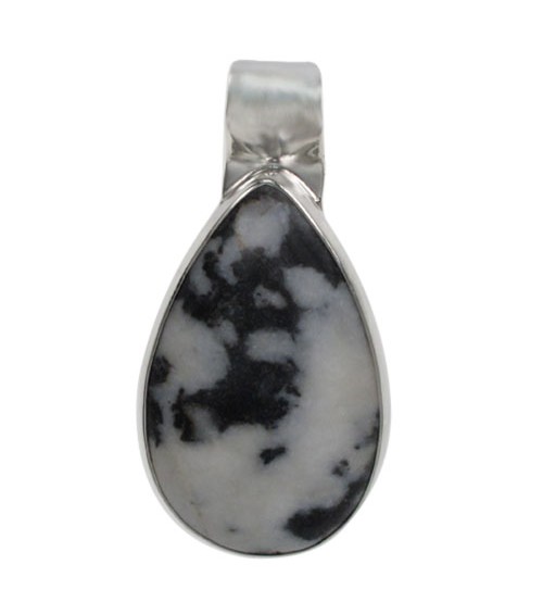 Teardrop Zebra Stone Pendant, Sterling Silver